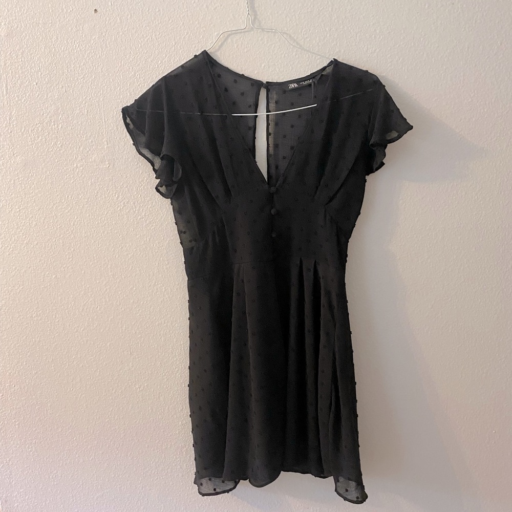 Zara short sleeve romper with polka dot fabric